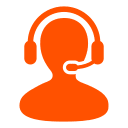 Friendly customer service support icon in orange for an electrician business.